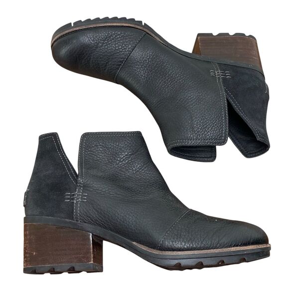 Sorel Cate Cut Out Booties Women’s Size 9.5 Black Leather Suede (HF33) - Picture 6 of 7